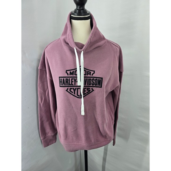 Harley-Davidson Tops - Harley-Davidson Women Funnel Neck Pullover Sweatshirt Mauve Pink Logo Medium